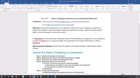 Thumbnail for entry Video Lecture Sections 1.6 and 2.1 (Fall 2018)