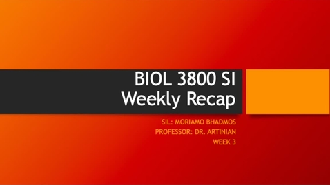 Thumbnail for entry BIOL 3800 Dr. Artinian Week 3 (2/01 - 2/05)