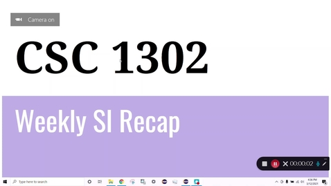 Thumbnail for entry CSC 1302 Prof. Service Week 9 (3/8 to 3/15)