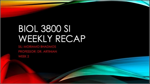 Thumbnail for entry BIOL 3800 Dr. Artinian Week 2 (1/25-1/29)