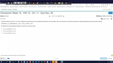Thumbnail for HW 12 Question 2 Problem 11.1.11 (TI only)