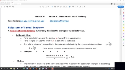 Thumbnail for entry Video Lecture Sections 3. 1 and 3.2 (Abbreviated Lecture Spring 2019)