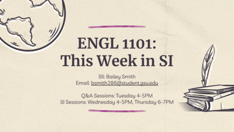 Thumbnail for ENGL 1101 Dr. Matthews - Week 5 (07/05-07/09)