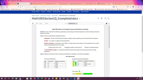 Thumbnail for Math 1001 - HW 5 Section 12. 1 lecture and homework