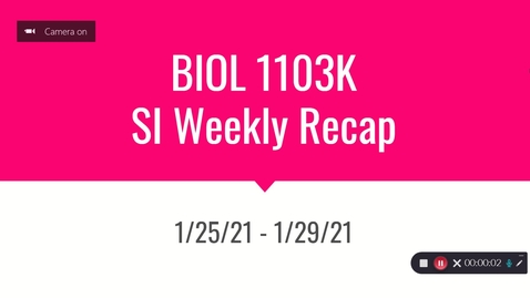 Thumbnail for entry BIOL 1103K Dr. Blaustein Week 2 (1/25 - 1/29)