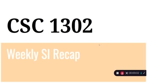 Thumbnail for CSC 1302 Prof. Service Week 12 (3/29 to 4/5)