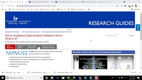 Thumbnail for NVivo 1 (for Windows) Workshop