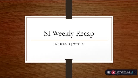 Thumbnail for entry MATH 2211 | Dr. Chikwanda | Week 13 (4/19 – 4/23)