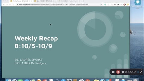 Thumbnail for BIOL 1104K Dr. Rodgers Week 8 (10/05-10/09)