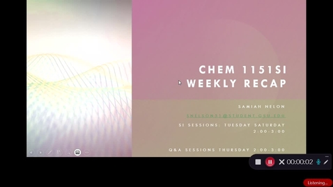 Thumbnail for entry WEEK (2/1-2/7) SI WEEKLY VIDEOS CHEM 1151 PROFESSOR ALGHOUL