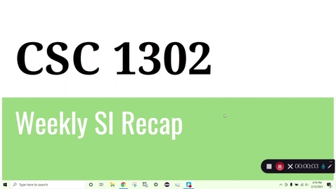 Thumbnail for CSC 1302 Prof. Service Week 5 (2/8 to 2/15)