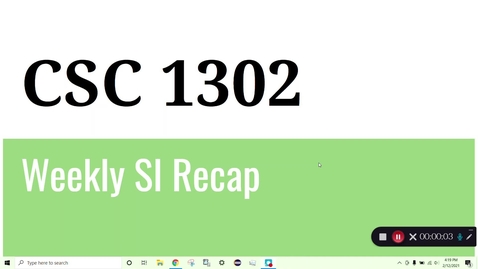 Thumbnail for entry CSC 1302 Prof. Service Week 5 (2/8 to 2/15)