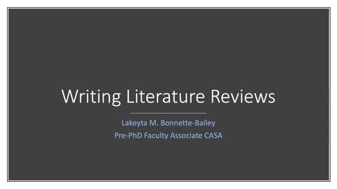Thumbnail for Writing literature reviews- CASA narrarated