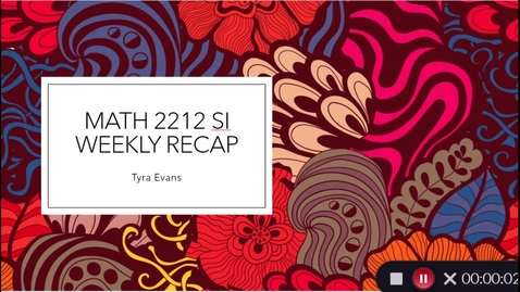 Thumbnail for entry Math 2212 Prof. Patreck Chikwanda Week 3 (1/24-1/30)