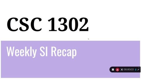 Thumbnail for CSC 1302 Prof. Service Week 8 (3/1 to 3/8)