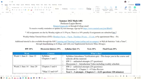 Thumbnail for Math 1401 - Week 7 Overview