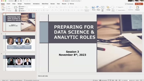 Thumbnail for entry Preparing for Data Science &amp; Analytics Role-Week 3. 11.08.23