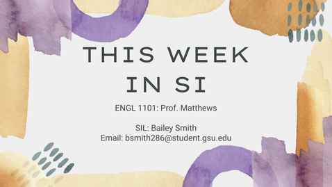 Thumbnail for ENGL 1101 Dr. Matthews - Week 7 (07/19-07/23)