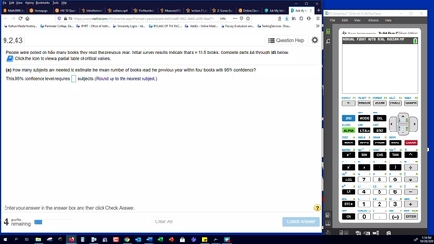 Thumbnail for Math 1401 Problem 9.2.43 Sample size for mean problems