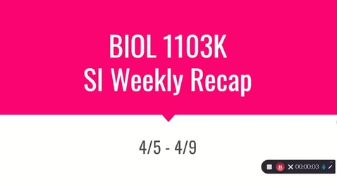 Thumbnail for entry BIOL 1103K Dr. Blaustein Week 11 (4/5 - 4/9)