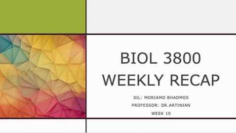 Thumbnail for BIOL 3800 Dr. Artinian Week 11 (4/05-4/09)