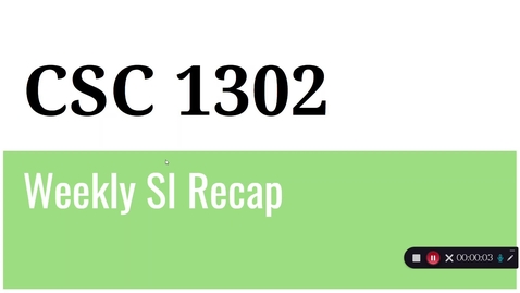 Thumbnail for CSC 1302 Prof. Service Week 7 (2/22 to 3/1)