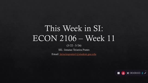 Thumbnail for This Week in SI: ECON 2106 Week 11 (3/22-3/26)