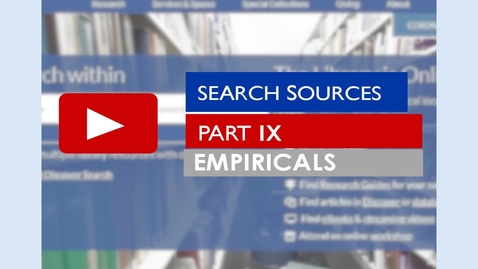 Thumbnail for entry Search Sources -- Part IX -- Empiricals
