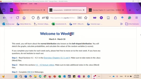 Thumbnail for Math 1401 - Spring 2025 Welcome to Week 8