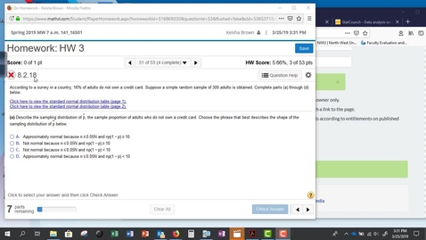 Thumbnail for entry Math 1401 Problem 8.2.18 with Statcrunch