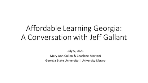 Thumbnail for entry Affordable Learning Georgia: An Interview with Jeff Gallant