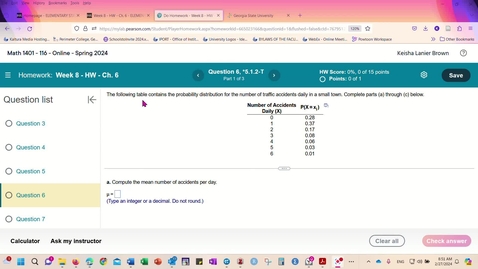 Thumbnail for Math 1401 HW 5.1.5-T, 6.2.9, 6.2.17,  6.2.23,  6.2.41