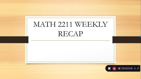 Thumbnail for entry MATH 2211 Dr. Subedi Week 1 (1/18-10/24)