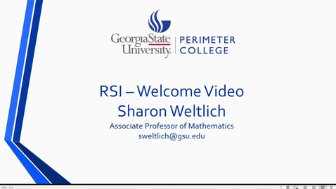 Thumbnail for RSI - Welcome Video and Introduction to Professor