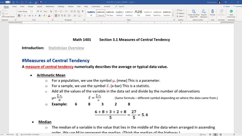 Thumbnail for entry Video Lecture Sections 3.1 and 3.2 (Updated Fall 2020)