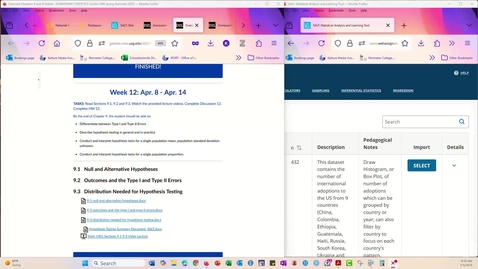 Thumbnail for Math 1401 - Spring 2025 - Week 12 Hypothesis Testing and Homework completion