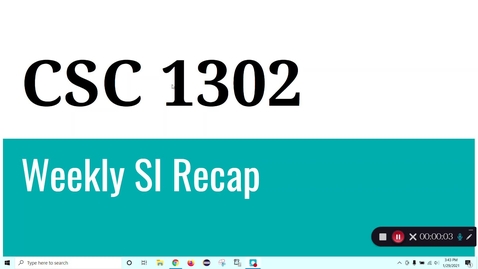 Thumbnail for entry CSC 1302 Prof. Service Week 3 (1/25 to 2/1)