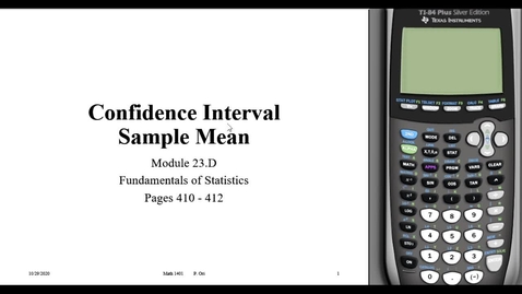 Thumbnail for entry 23D Confidence Interval Sample Mean (00 26 49)