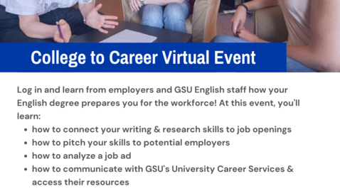 Thumbnail for entry College to Career Virtual Event