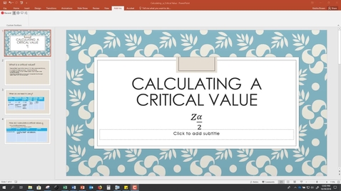 Thumbnail for entry How to calculate critical value HW4 Questions 1 and 2