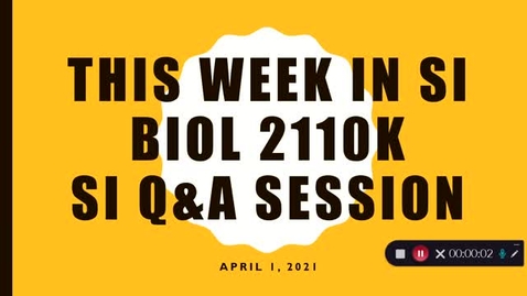 Thumbnail for entry BIOL 2110K | Dr. Waterson | Week 10 (3/29/2021 - 4/2/2021)