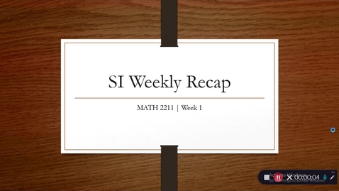 Thumbnail for MATH 2211 | Dr. Chikwanda | Week 1 (1/18 – 1/22)