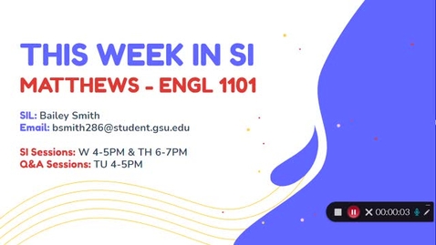 Thumbnail for ENGL 1101 Dr. Matthews - Week 2 (06/14-06/18)