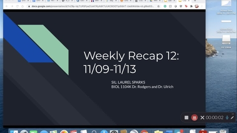 Thumbnail for Laurel Sparks BIOL11104K Dr. Rodgers Week 12 ( 11/09/2020-11/13/2020)
