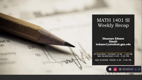 Thumbnail for MATH 1401 Professor Harden Week 2 (6/14-6/20)
