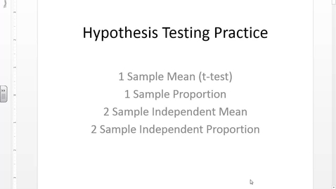 Thumbnail for entry Hypothesis Testing Overview Ch. 10 - 11  (Updated Spring 2019)