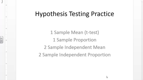 Thumbnail for Hypothesis Testing Overview Ch. 10 - 11  (Updated Spring 2019)