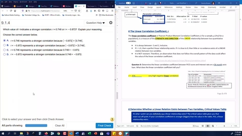 Thumbnail for Math 1401 - HW 6 - Question #5 - 9.1.4 Regression