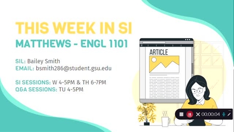 Thumbnail for ENGL 1101  Dr. Matthews - Week 1 (06/07-06/11)
