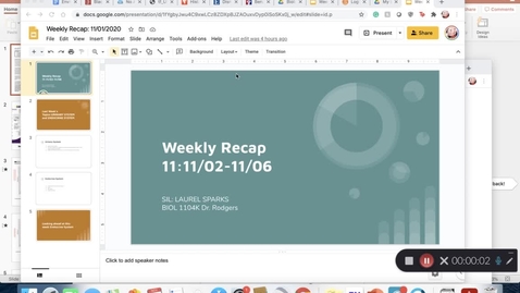 Thumbnail for Laurel Sparks BIOL11104K Dr. Rodgers Week 11 ( 11/02/2020-11/06/2020)
